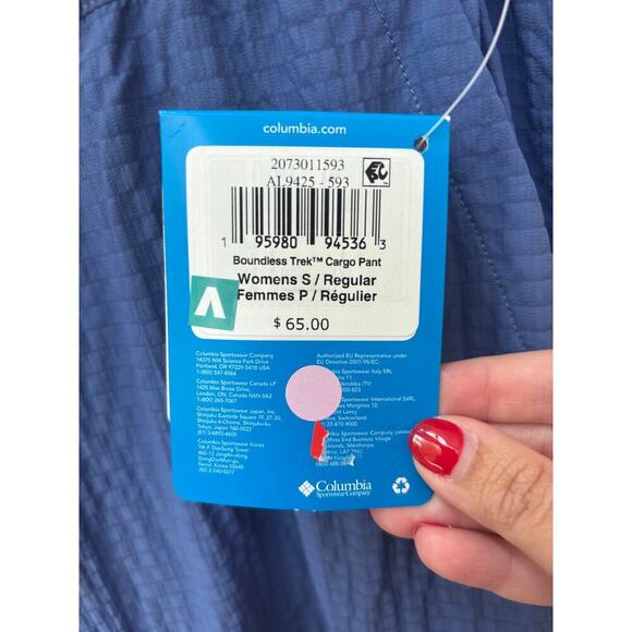 Columbia Women's Blue Straight Leg Relaxed Fit Boundless Trek Cargo Pants Size S - Picture 8 of 8